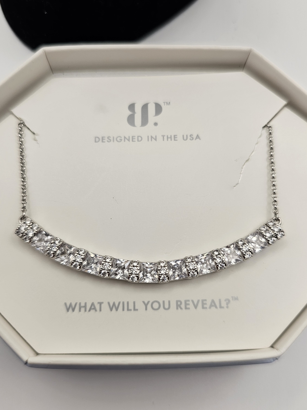 Bomb Party "Find Your Voice" OG Necklace Diamond CZ on Rhodium MSRP $144